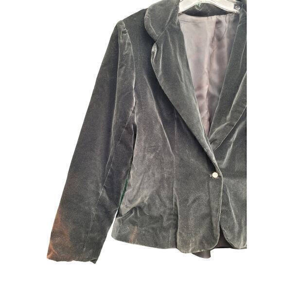 HP Vintage Black Velour One Rhinestone Button Fitted Jacket - Picture 5 of 15
